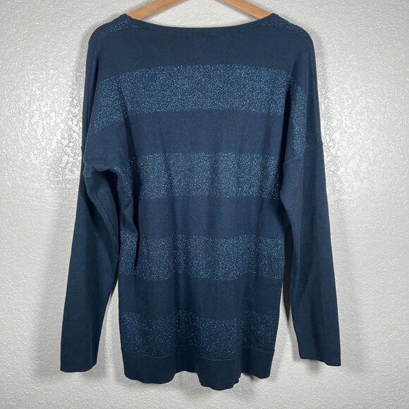 Banana Republic Sweater Angora Rabbit Hair Blend Womens XL Blue Metallic - Picture 6 of 8